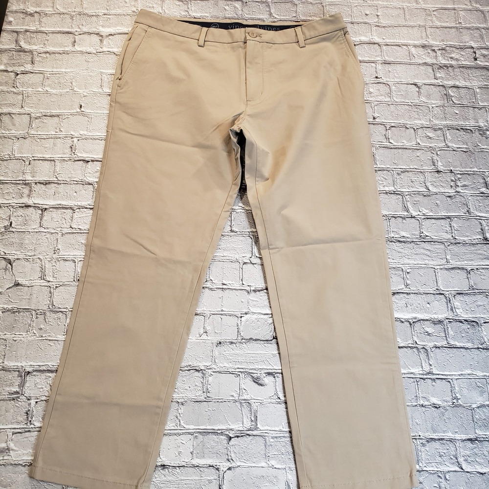 Vineyard Vines Mens On The Go Pant Khaki Tan Performance Chino Stretch 40x30